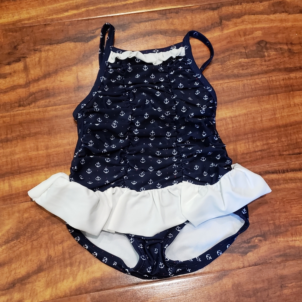 Janie and Jack NWT 12-18 months navy nautical print one piece swimsuit